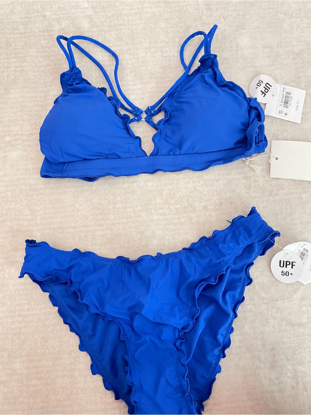 NWT Royal Blue Ruffled Two-Piece Bikini